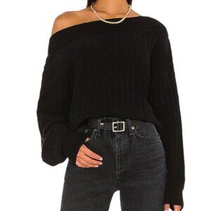 Free People Cabin Fever Ribbed Sweater Washed Black Oversized M